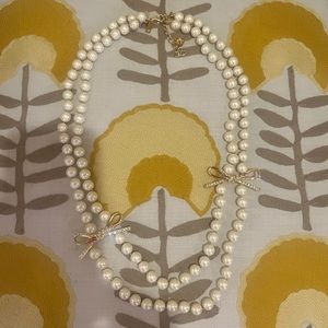 Kate Spade Double Strand Pearl Necklace with Crystal Bows